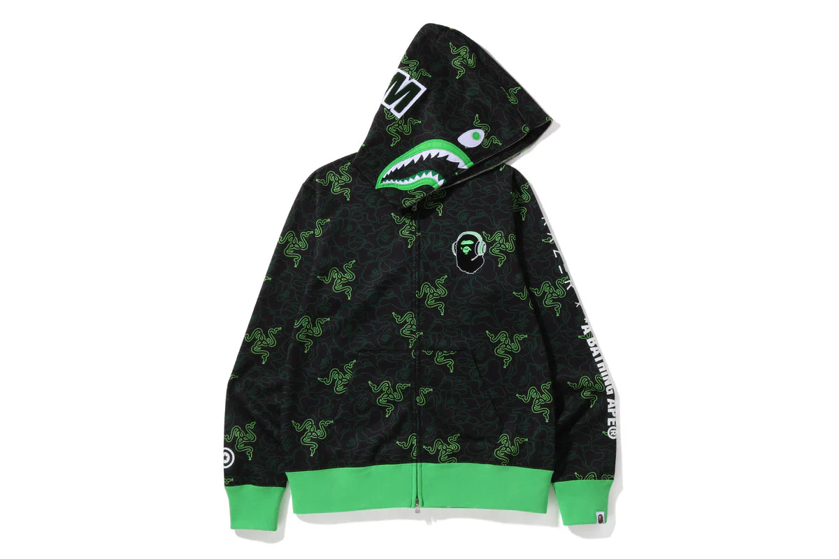 BAPE® X RAZER NEON CAMO SHARK FULL ZIP HOODIE