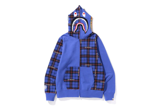 BAPE LOGO CHECK SHARK FULL ZIP HOODIE