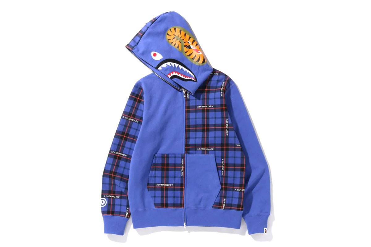 BAPE LOGO CHECK SHARK FULL ZIP HOODIE