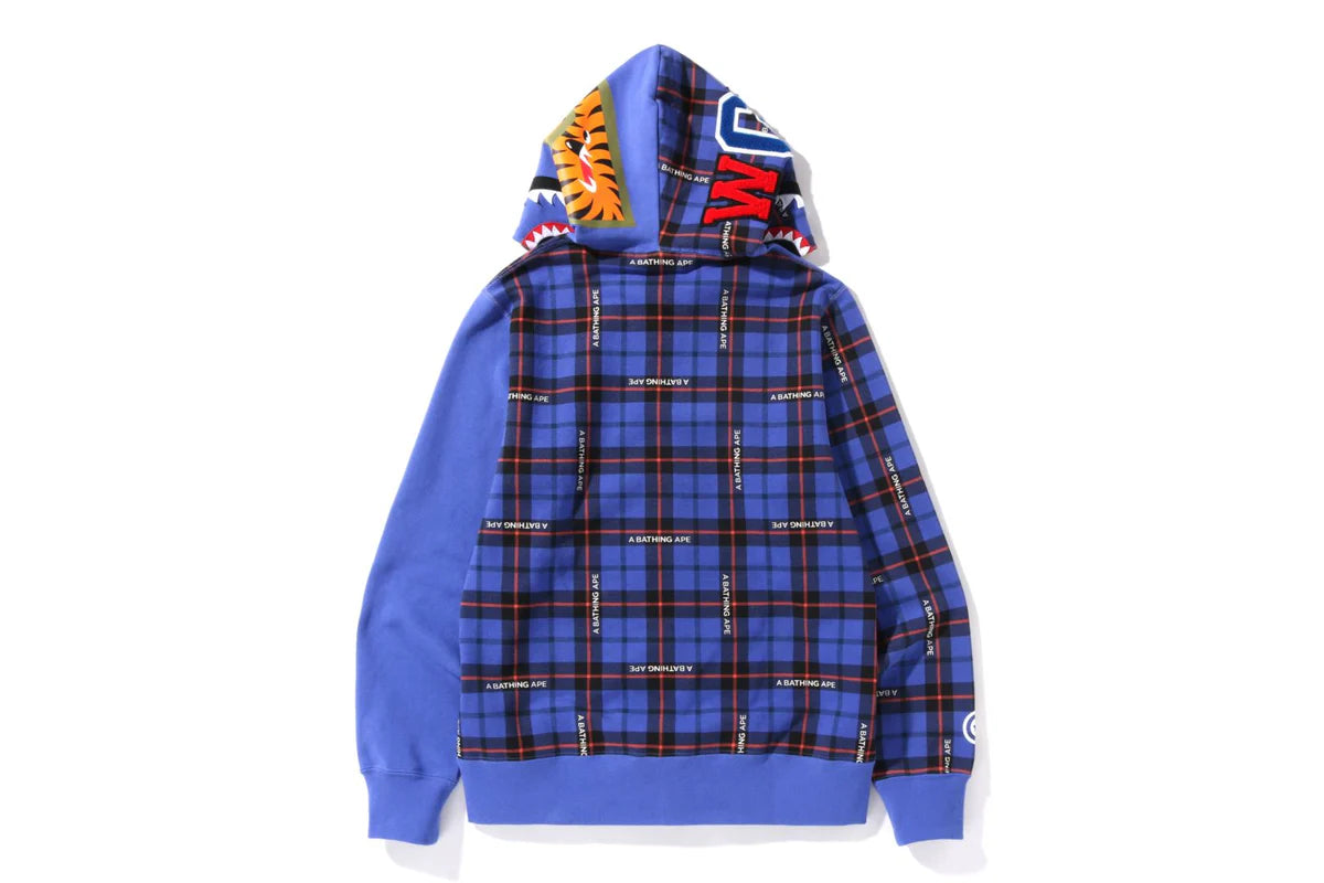 BAPE LOGO CHECK SHARK FULL ZIP HOODIE