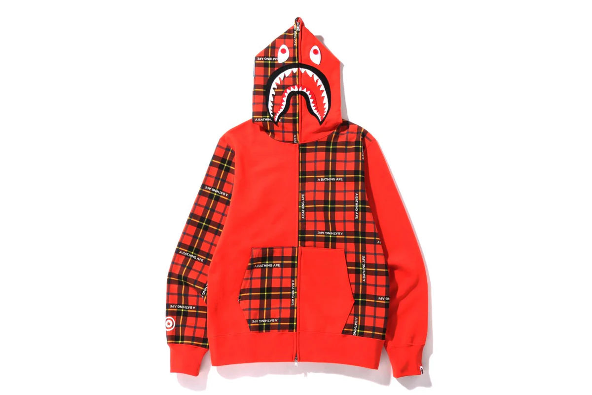 BAPE LOGO CHECK SHARK FULL ZIP HOODIE