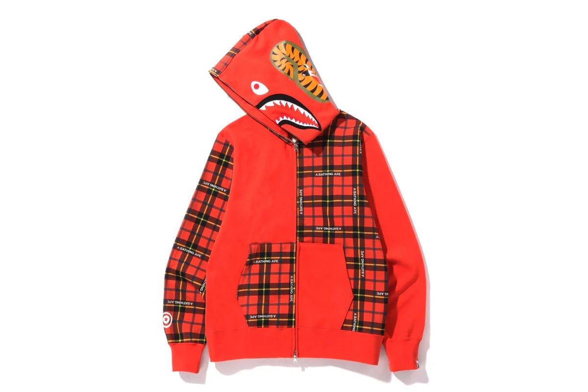 BAPE LOGO CHECK SHARK FULL ZIP HOODIE