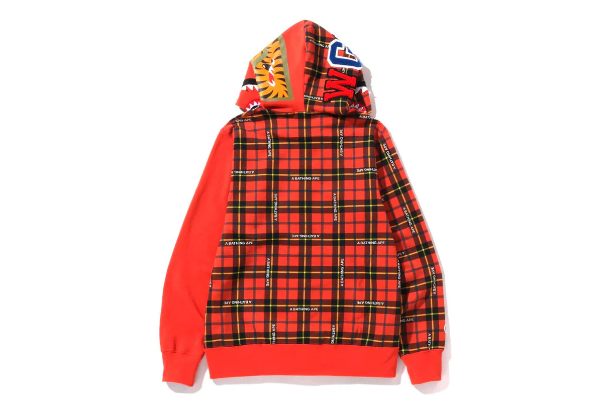 BAPE LOGO CHECK SHARK FULL ZIP HOODIE