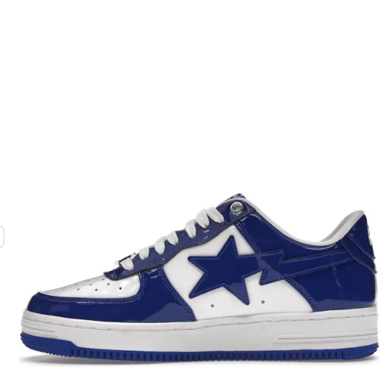 A BATHING APE Bape Sta Patent Leather White Blue 2023