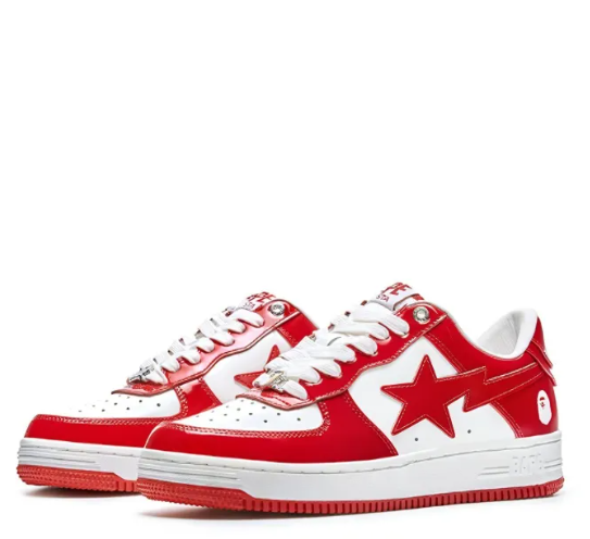 A BATHING APE STA Stylish Skateboarding Shoes Men Low-top Red And White