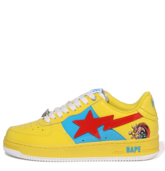 Marvel X A BATHING APE STA Skateboarding Shoes Men Low-top Yellow, Blue, Red