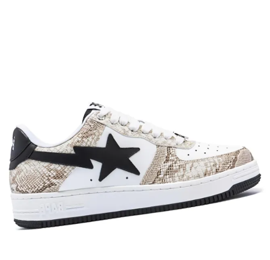 A BATHING APE STA Skateboarding Shoes Men Low-top Beige/White