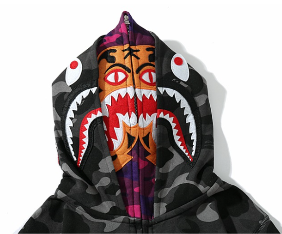 BAPE ABC Camo Shark Wide Fit Full Zip Double Hoodie