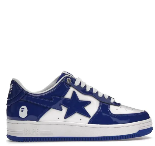 A BATHING APE Bape Sta Patent Leather White Blue 2023