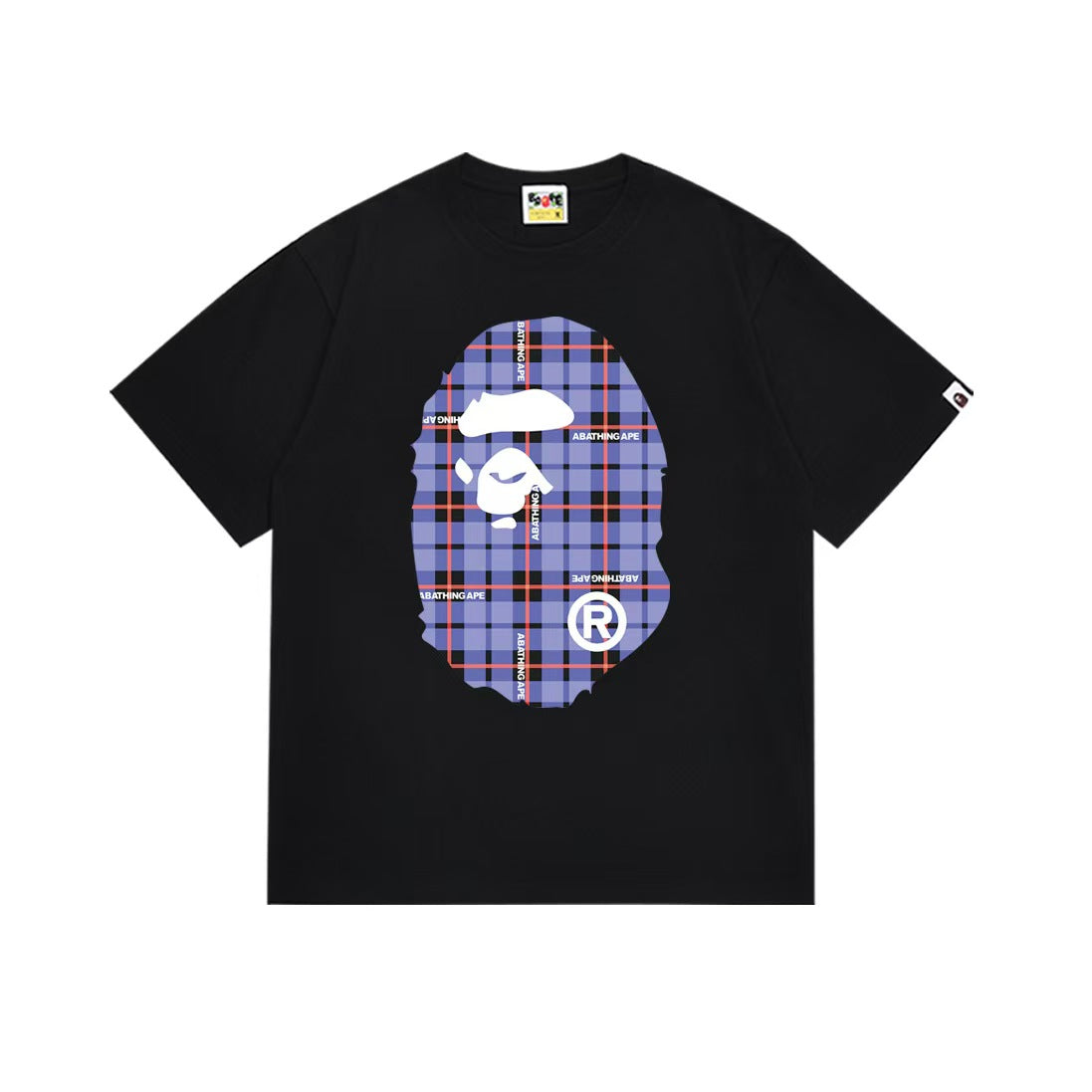 Bape Check College Tee - black