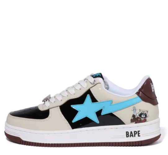 Marvel X A BATHING APE STA Skateboarding Shoes Women's Low-top Beige/black/blue