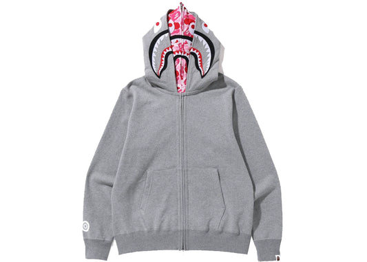 BAPE ABC Camo Shark Wide Fit Full Zip Double Hoodie Gray