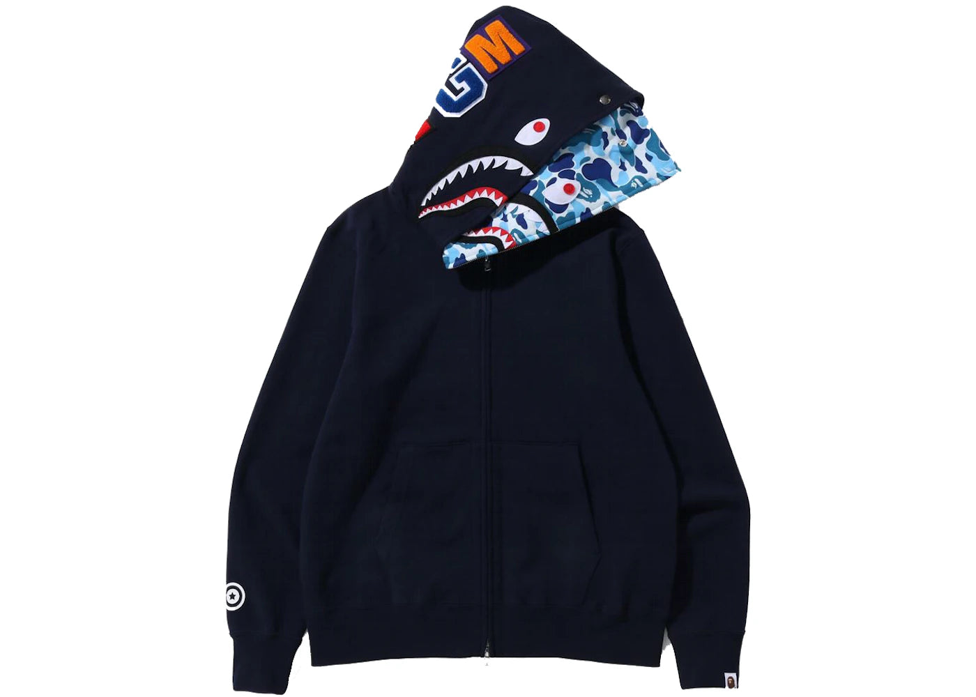 BAPE ABC Camo Shark Wide Fit Full Zip Double Hoodie Gray