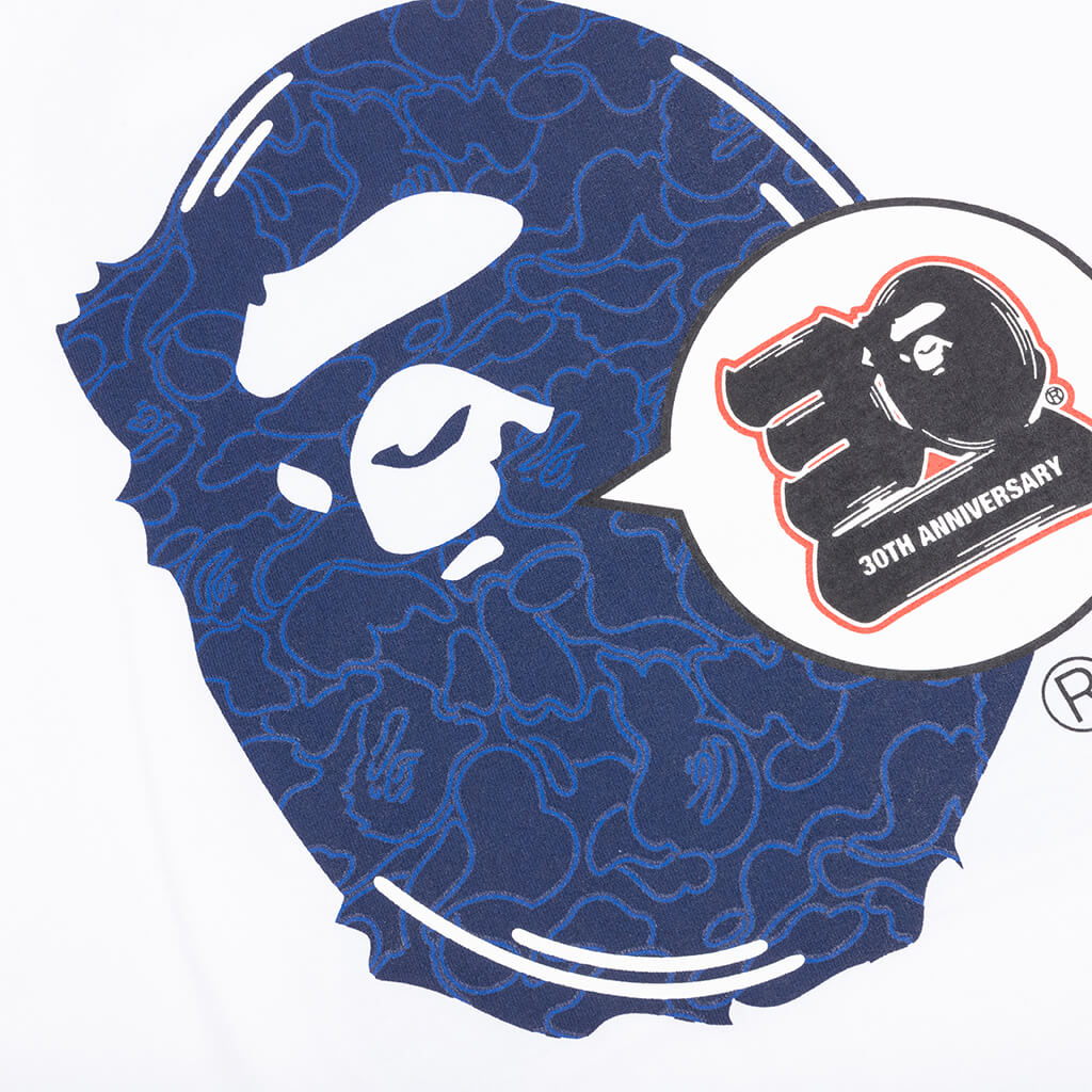 Bape 30th Anniversary Ape Head Tee - White/Navy