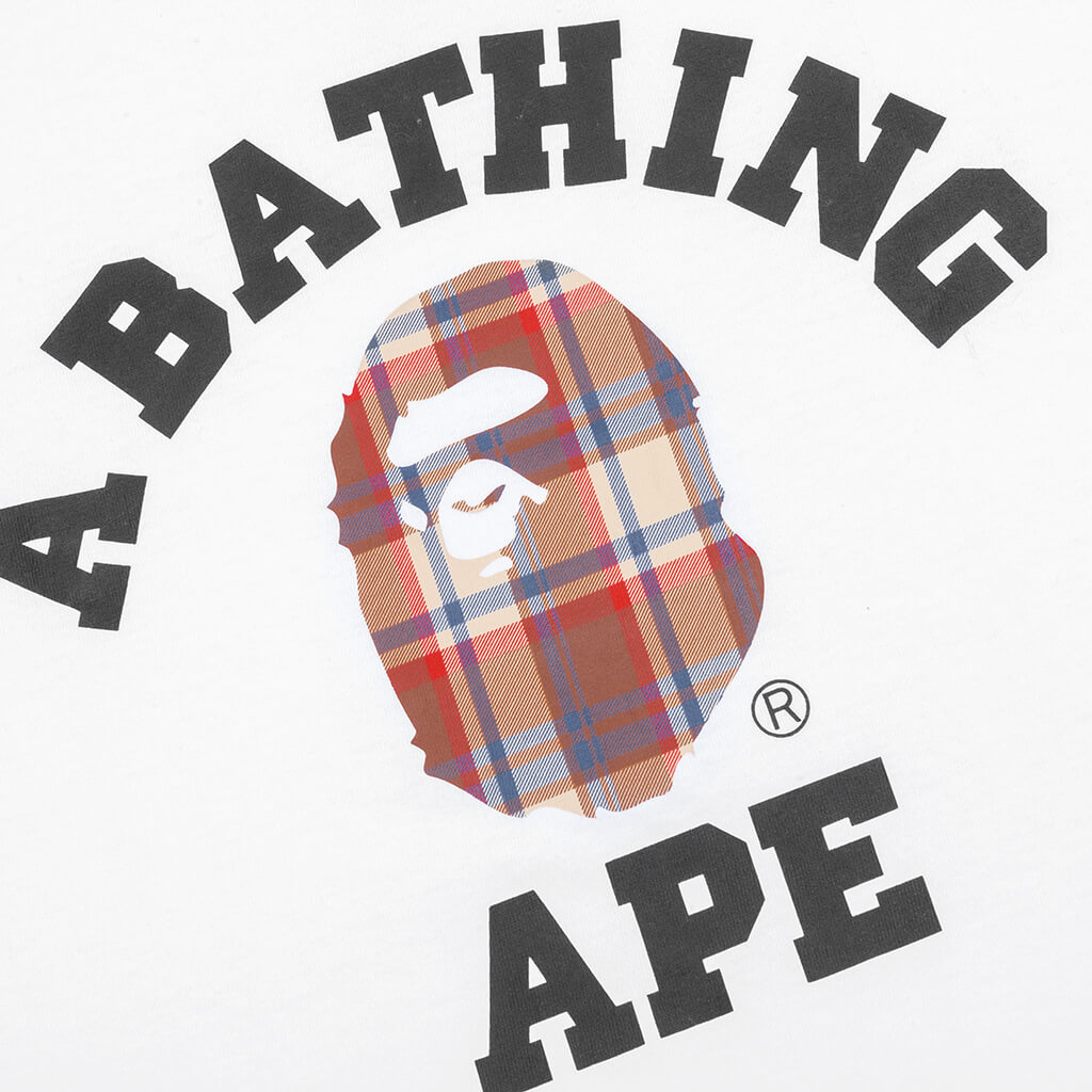 Bape Check College Tee - White