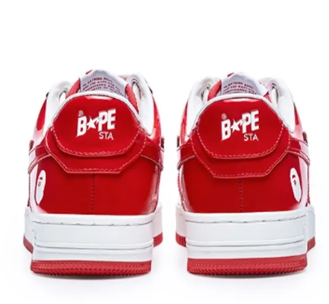 A BATHING APE STA Stylish Skateboarding Shoes Men Low-top Red And White