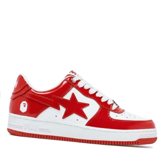 A BATHING APE STA Stylish Skateboarding Shoes Men Low-top Red And White