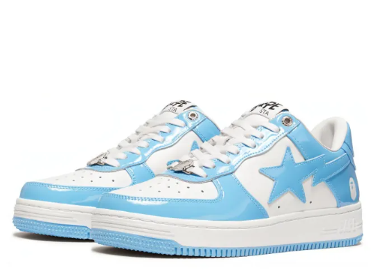 A BATHING APE STA Stylish Skateboarding Shoes Men Low-top White/Blue