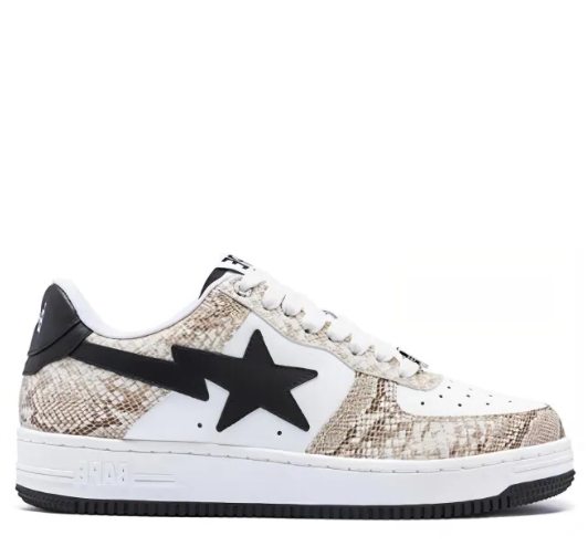 A BATHING APE STA Skateboarding Shoes Men Low-top Beige/White