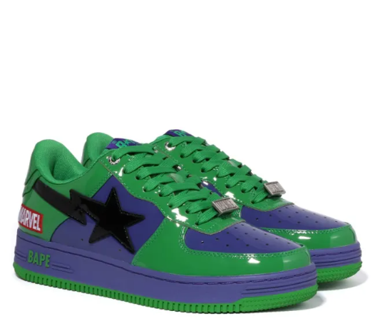 Marvel X A BATHING APE STA Skateboarding Shoes Low-top Eveblue/Techgreen/Iolite