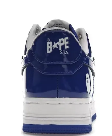 A BATHING APE Bape Sta Patent Leather White Blue 2023